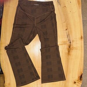 Maurices Chocolate Plaid Flare Pants